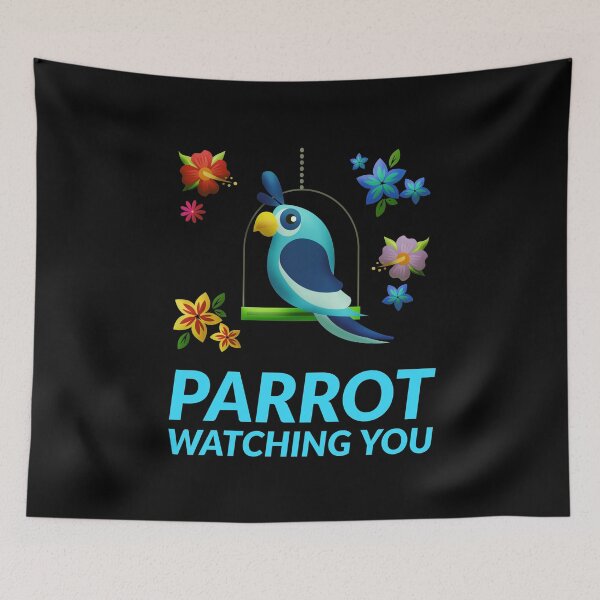 Item preview, parrot watching you. parrot with flowers designed and sold by doctors-apparel.