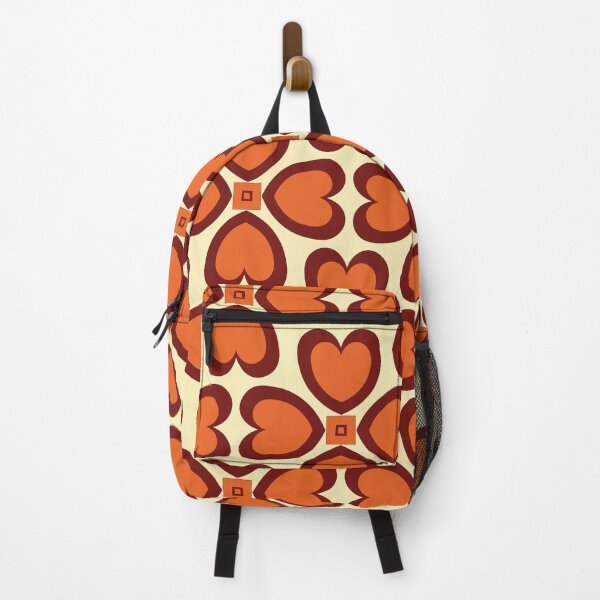 Item preview, Geo Hearts, retro fashion print, dark red and deep orange on pale yellow designed and sold by Susan Marie Williams.