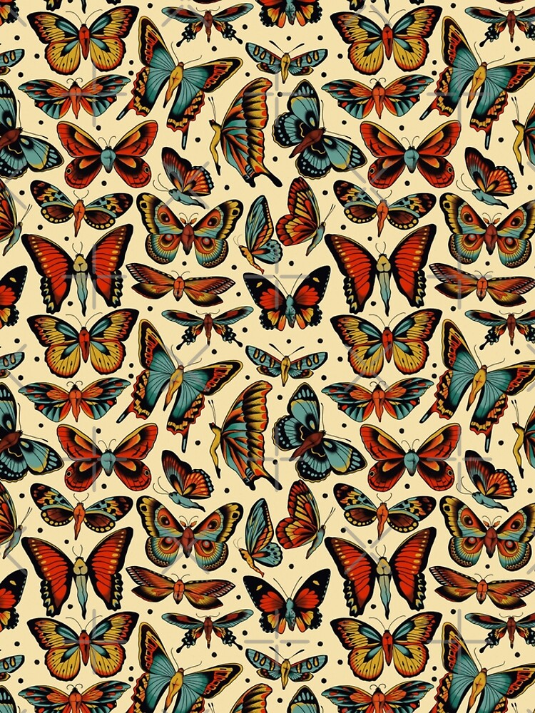 Butterflies traditional tattoo flash by ceciliagranata