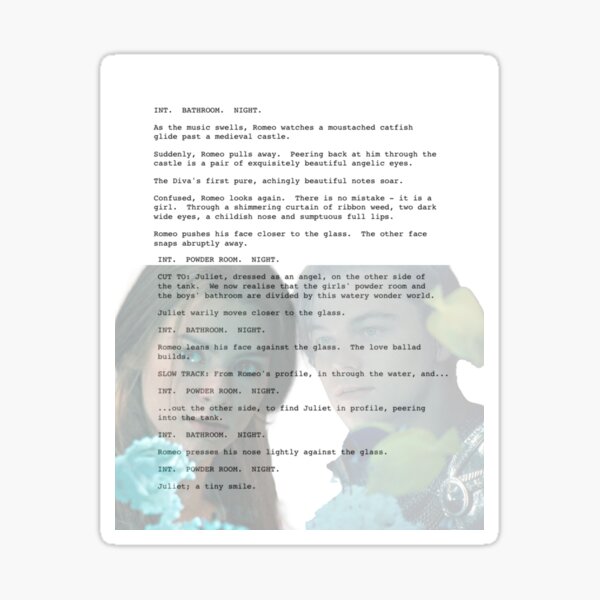 Baz Luhrmann Romeo and Juliet Screenplay Art Print for Sale by