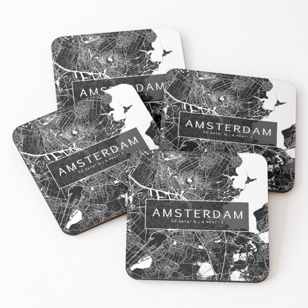 Item preview, Amsterdam Netherlands Modern Street Map With Co-ordinates  designed and sold by RossWilson12.