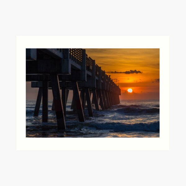 Sunrise Fishing at the Jacksonville Pier Art Print