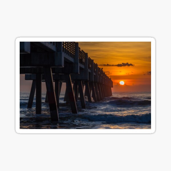Sunrise Fishing at the Jacksonville Pier Sticker