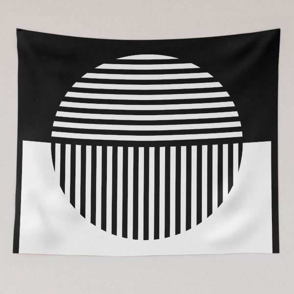 Item preview, White, minimalist, geometric striped circle. designed and sold by PandaAvenue.
