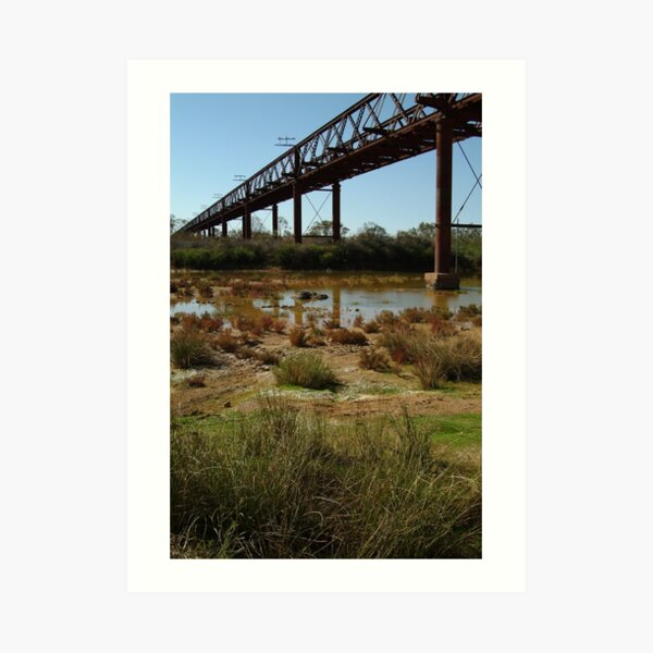 Joe Mortelliti Gallery - Ruins of a railway bridge, Old Ghan Railway, South Australia. Art Print