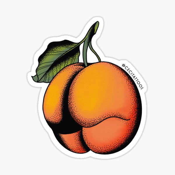 Peach booty tattoo flash Sticker