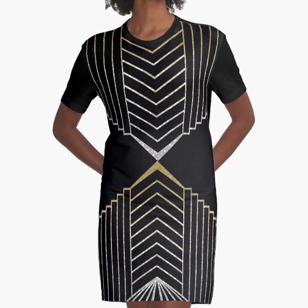 Golden glimmer art deco design Graphic T-Shirt Dress