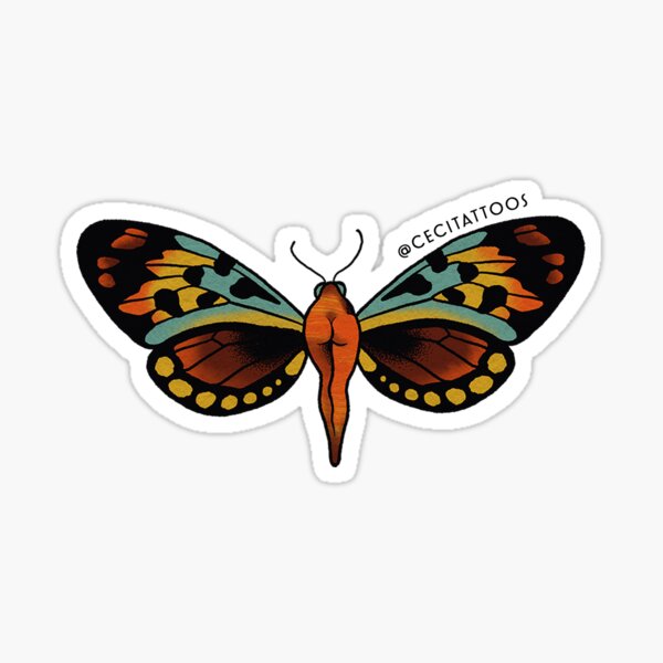 BUTTerfly tattoo flash, single sticker Sticker