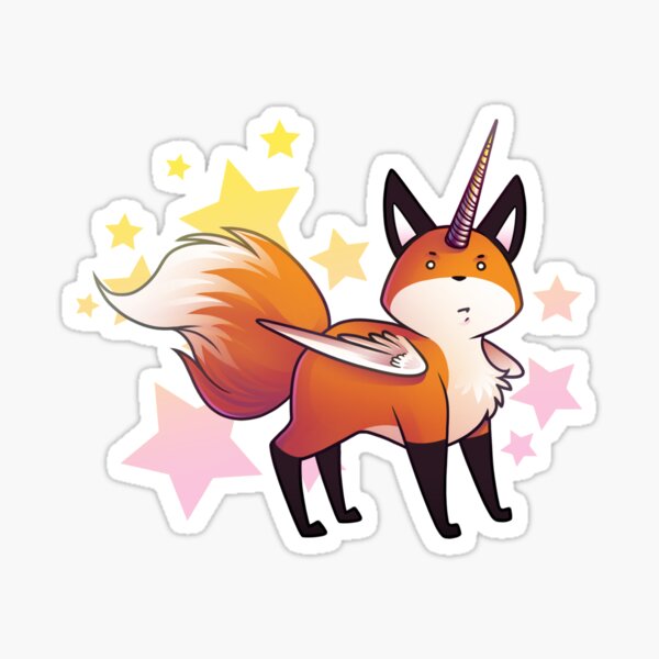 Majestic Unicorn Fox - With Stars Sticker