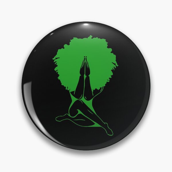 Item preview, Green Afro praying woman designed and sold by ShopLush.
