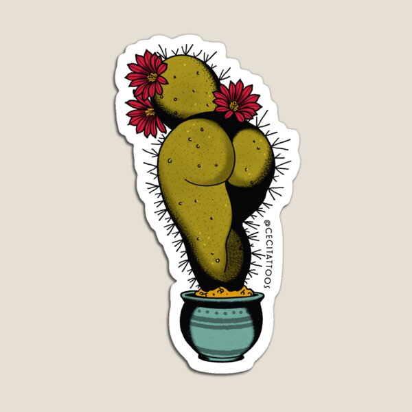 CactASS tattoo flash sticker Magnet