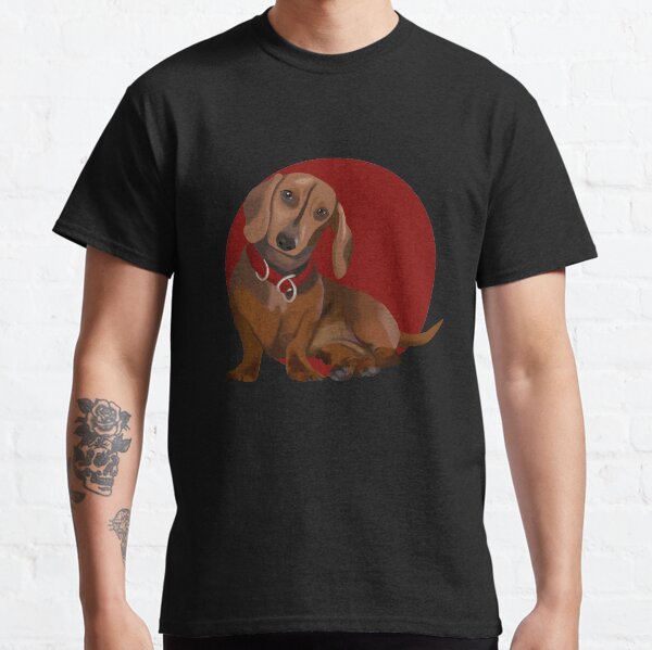 Fun Dauchund dog sitting Classic T-Shirt