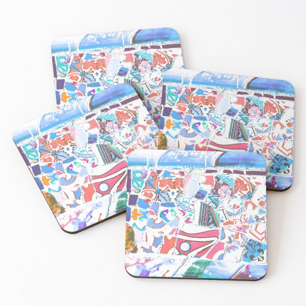 Item preview, Park Guell Gaudi Barcelona Spain trencadis mosaic blue and red designed and sold by LolioGifts.