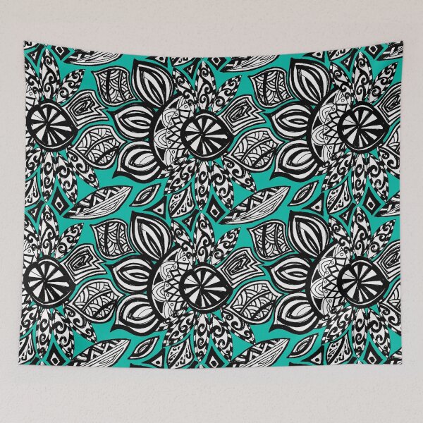 Artikelvorschau, Zendoodle-Muster in Teal entworfen und verkauft von theartofpurpose.