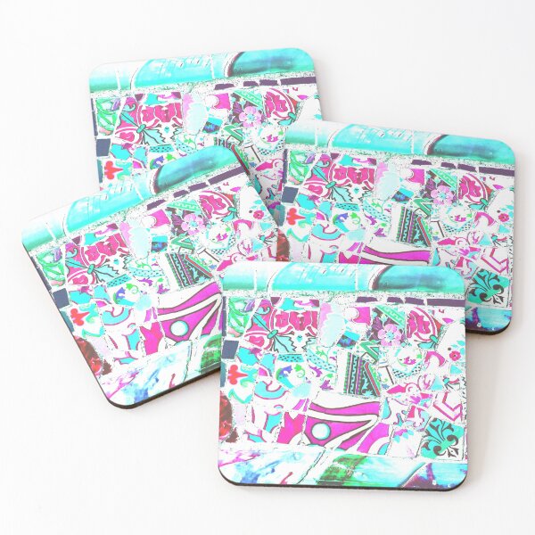 Item preview, Park Guell Gaudi Barcelona Spain trencadis mosaic blue and pink designed and sold by LolioGifts.