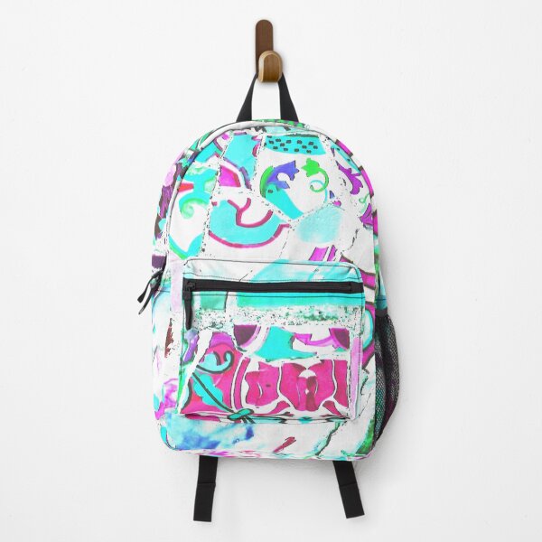 Item preview, Park Guell Gaudi Barcelona Spain trencadis mosaic blue and pink designed and sold by LolioGifts.