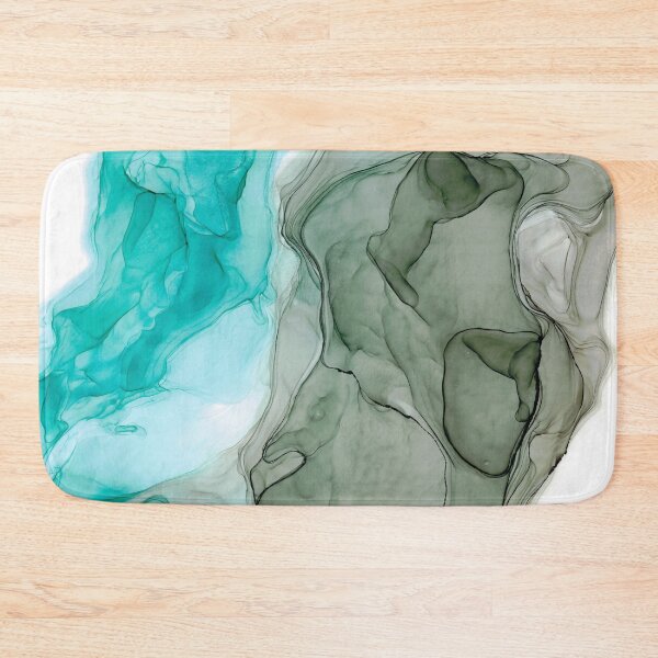 Item preview, Gray Turquoise Abstract 721 Alcohol Ink Painting by Herzart designed and sold by herzart.