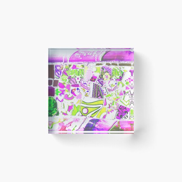 Item preview, Park Guell Gaudi Barcelona Spain trencadis mosaic pink and green designed and sold by LolioGifts.