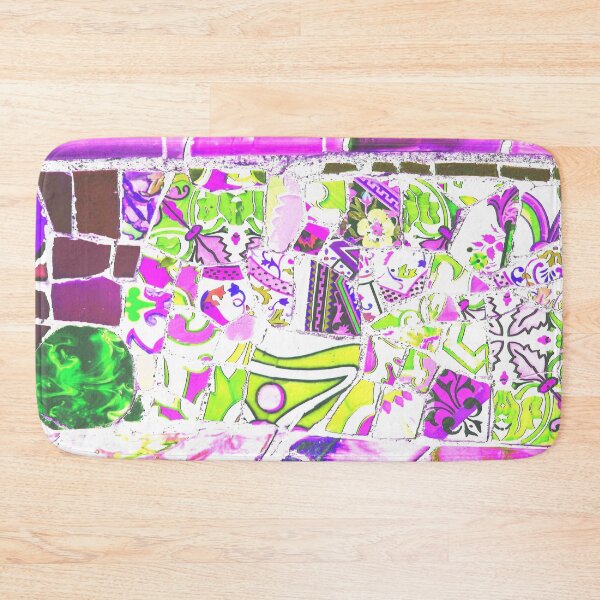 Item preview, Park Guell Gaudi Barcelona Spain trencadis mosaic pink and green designed and sold by LolioGifts.