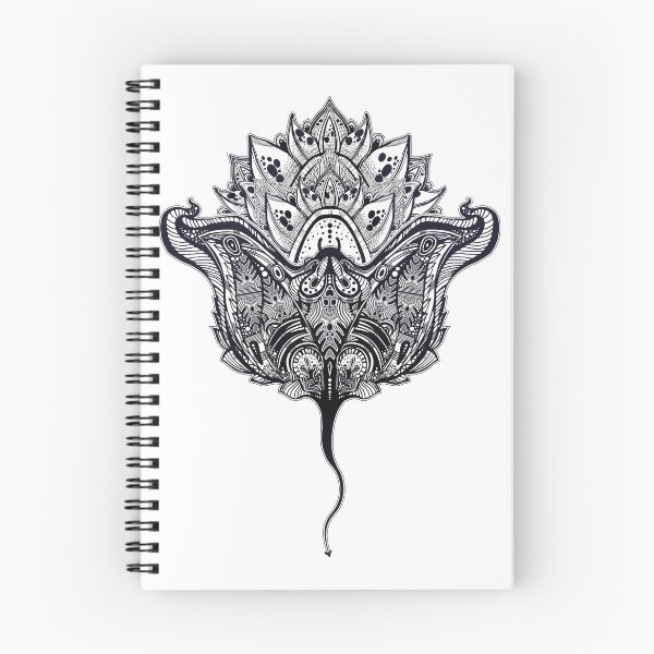 Item preview, Ornate tribal stingray sea fish in indigenous Polynesian style with a lotus flower illustration. designed and sold by quantaarcana.