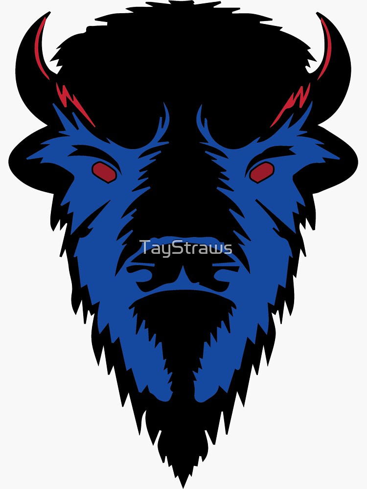 Buffalo head with Buffalo Bills team colors Sticker for Sale by