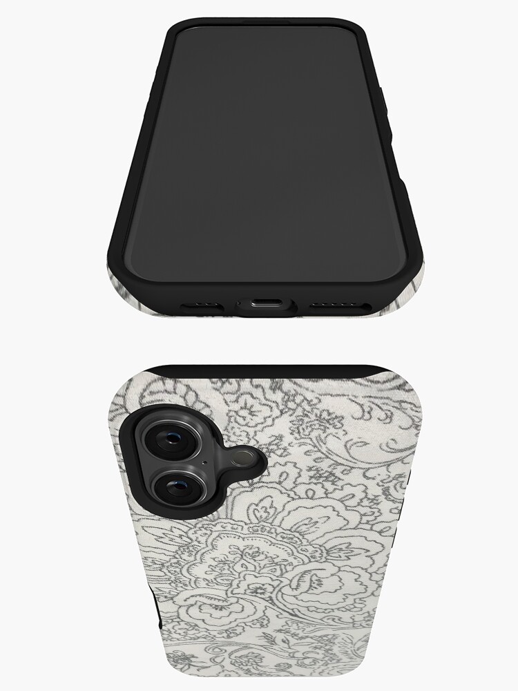 Thumbnail 3 of 4, iPhone Case, Paisley Flower Pattern Design Neutral Light Grey Sand designed and sold by InmaVassar.