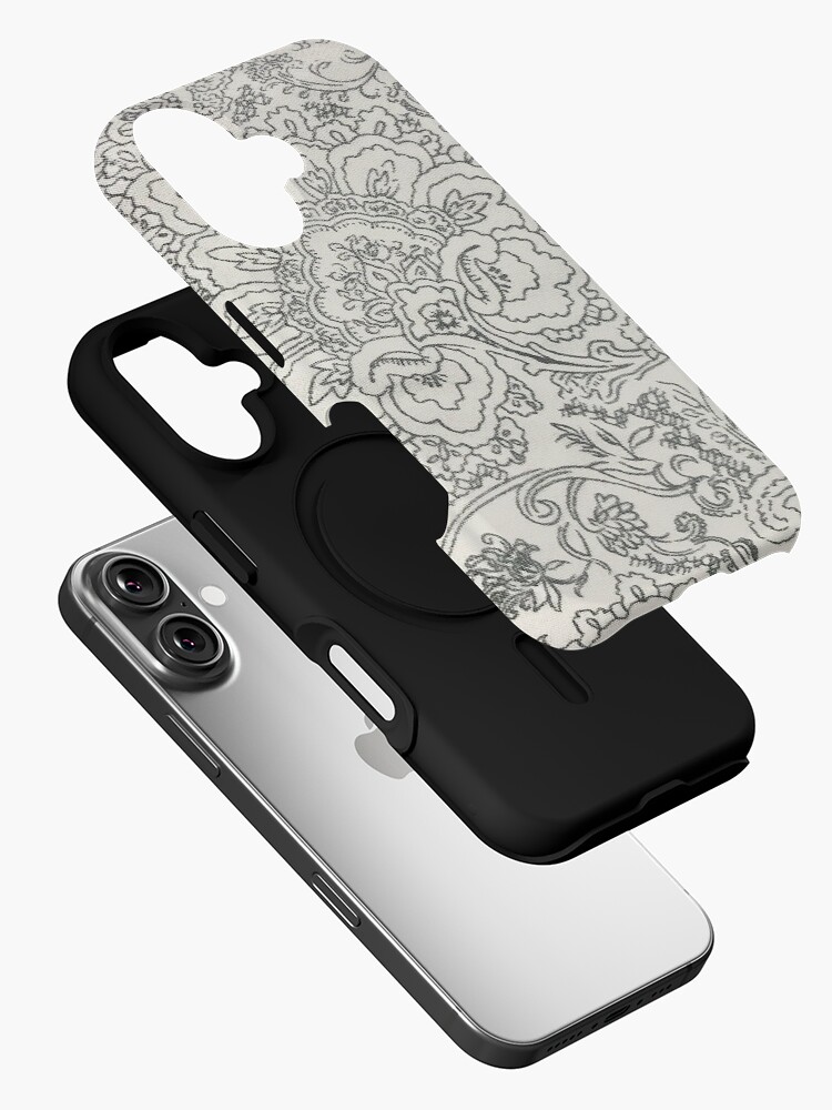 Thumbnail 2 of 4, iPhone Case, Paisley Flower Pattern Design Neutral Light Grey Sand designed and sold by InmaVassar.
