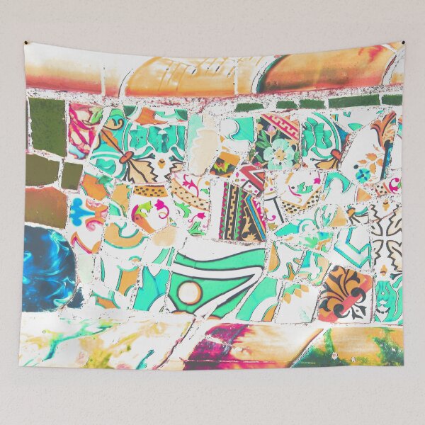 Item preview, Park Guell Gaudi Barcelona Spain trencadis mosaic orange and turquoise designed and sold by LolioGifts.