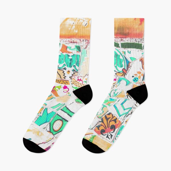 Item preview, Park Guell Gaudi Barcelona Spain trencadis mosaic orange and turquoise designed and sold by LolioGifts.