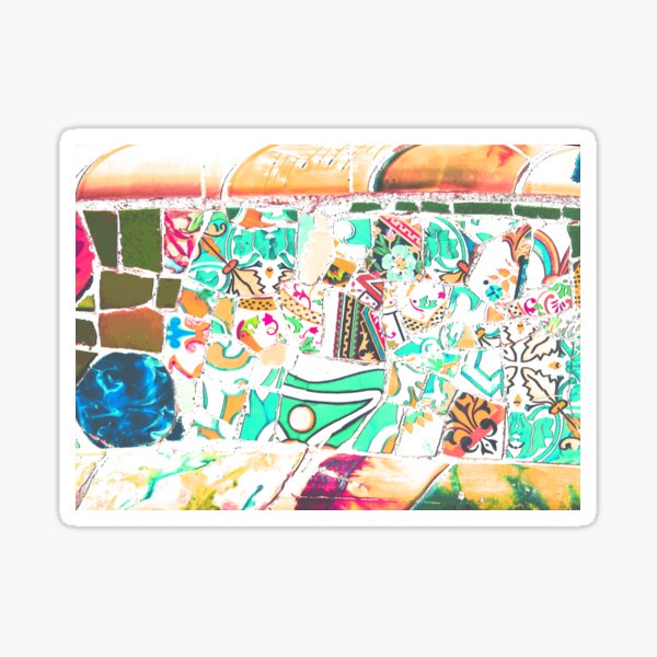 Item preview, Park Guell Gaudi Barcelona Spain trencadis mosaic orange and turquoise designed and sold by LolioGifts.