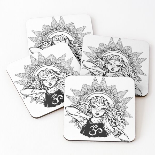 Item preview, Spiritual mindful girl in a winged mandala. designed and sold by quantaarcana.