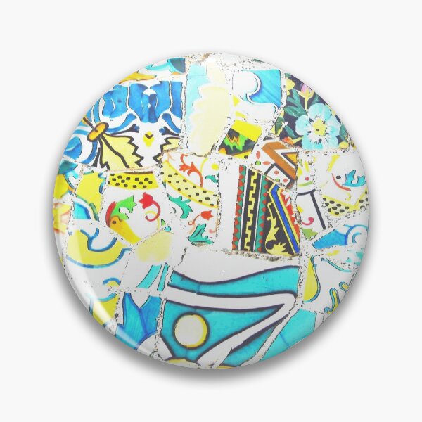 Item preview, Park Guell Gaudi Barcelona Spain trencadis mosaic yellow and blue designed and sold by LolioGifts.