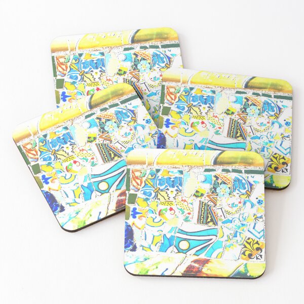 Item preview, Park Guell Gaudi Barcelona Spain trencadis mosaic yellow and blue designed and sold by LolioGifts.