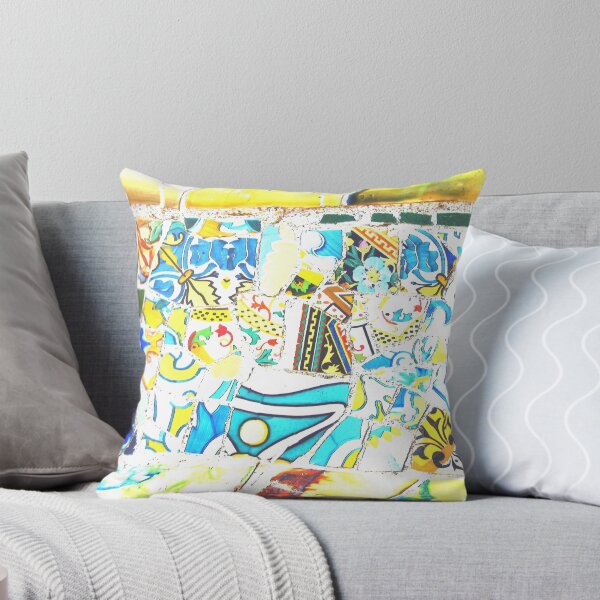 Item preview, Park Guell Gaudi Barcelona Spain trencadis mosaic yellow and blue designed and sold by LolioGifts.