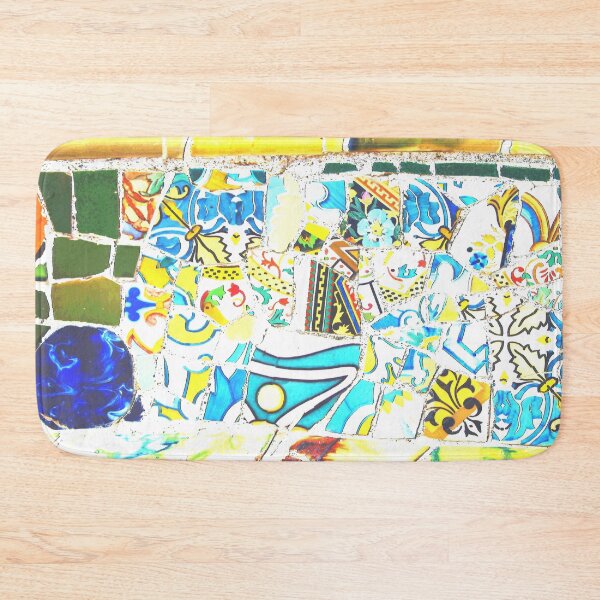 Item preview, Park Guell Gaudi Barcelona Spain trencadis mosaic yellow and blue designed and sold by LolioGifts.