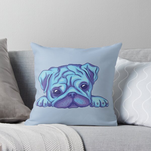 Item preview, Beautiful Blue Watercolor Pug Puppy  designed and sold by MadMando.