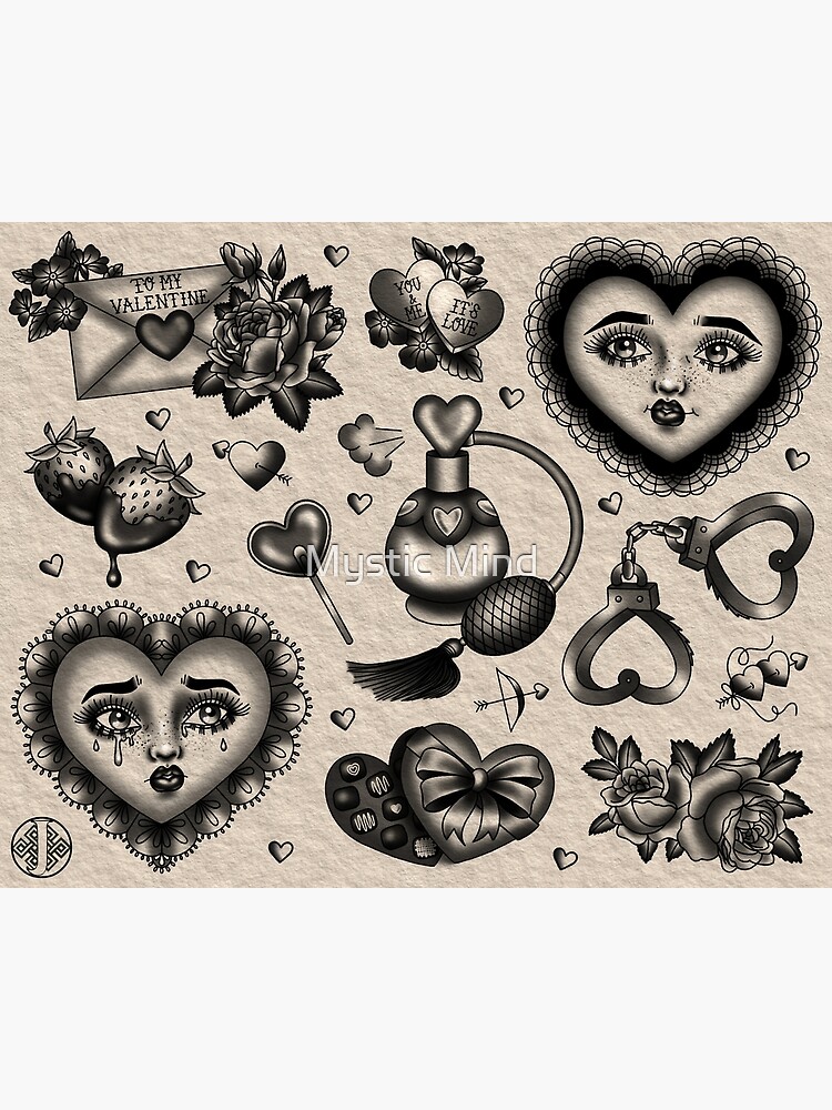 Valentines Day Themed Flash Page by D Mug TattooNOW