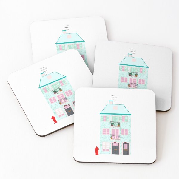 Item preview, Teal and pink house designed and sold by cozyfuncreation.