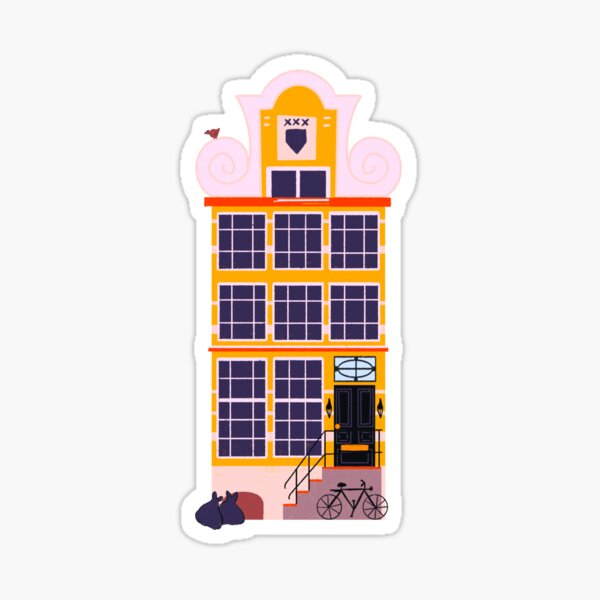 Orange and pink house Sticker