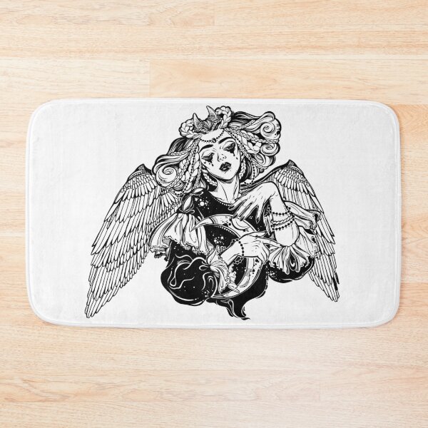 Item preview, Beautiful pagan magic winged and horned goddess Lilith with crescent in her hands. designed and sold by quantaarcana.