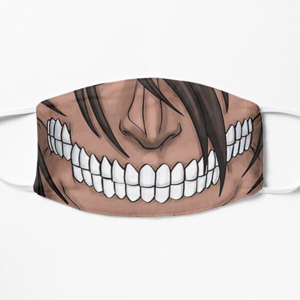eren atacando al titán. ataque a titán inspirado. ataque a titán temporada 4 venganza, aot última temporada, regalo para niños y bebés, regalos para niños y niñas Mascarilla plana