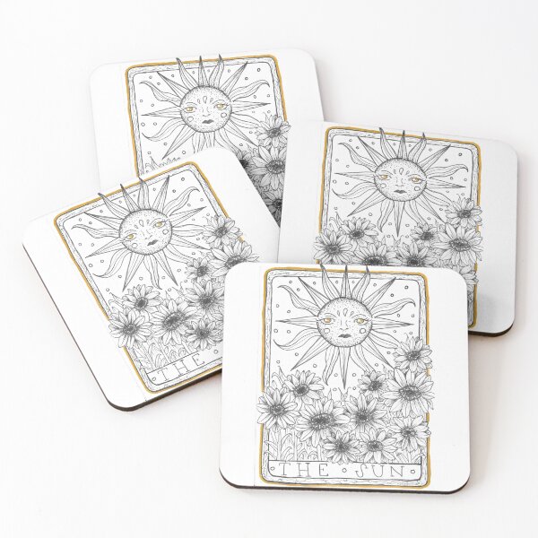 Item preview, THE SUN oracle tarot deck sunflower tattoo illustration designed and sold by LittleCreatives.