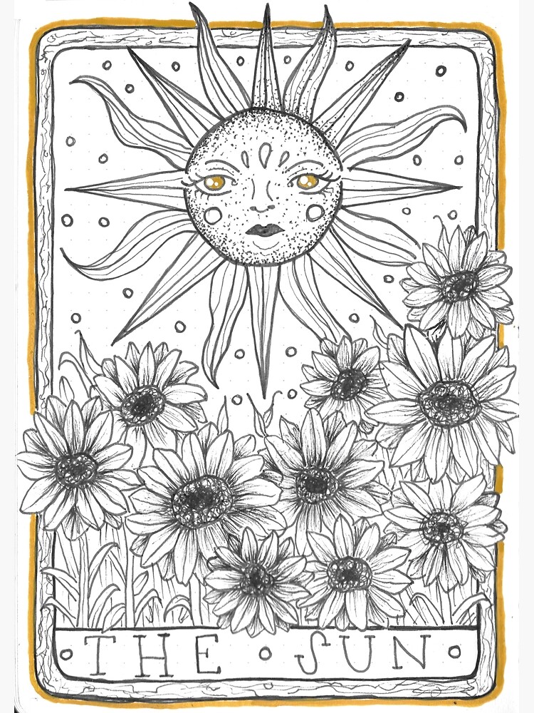 Tarjetas de felicitación «Ilustración de tatuaje de girasol cubierta de  tarot de oráculo del SOL» de LittleCreatives | Redbubble