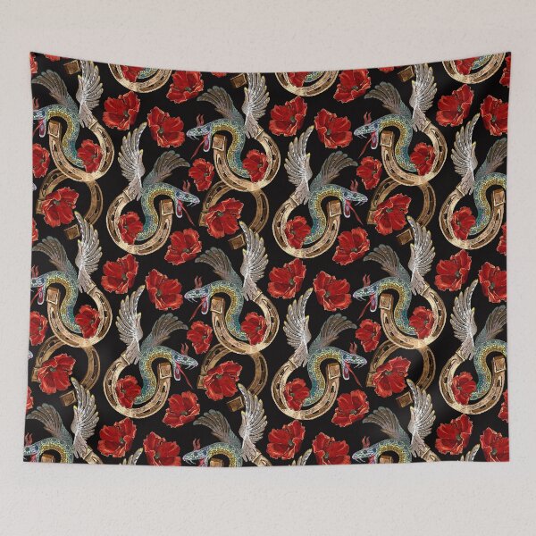 Item preview, Snake with wings, red poppies and gold horseshoe  designed and sold by matrioshka.