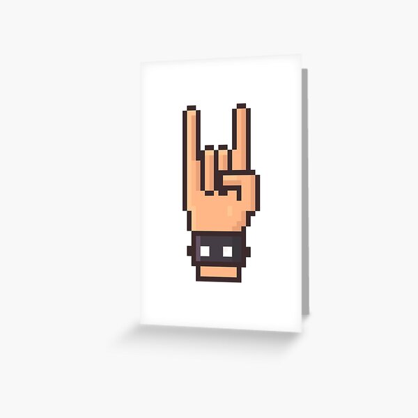 Pixel Art Rock Hand Greeting Card