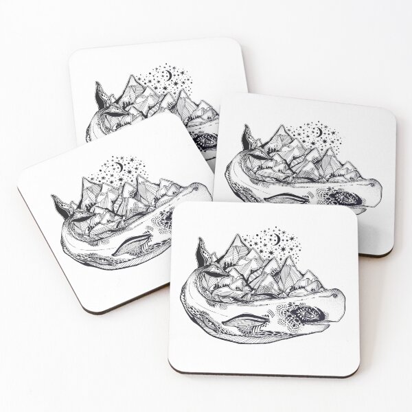 Item preview, Highly detailed magic spiritual wild sperm whale sea animal beast carrying mountain range on its back. designed and sold by quantaarcana.