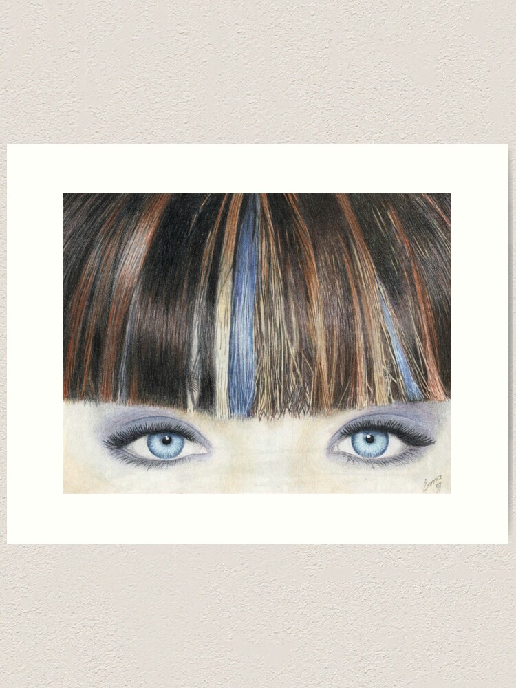 Thumbnail 2 of 3, Art Print, Blue Eyes Coloured Pencil Drawing designed and sold by InmaVassar.