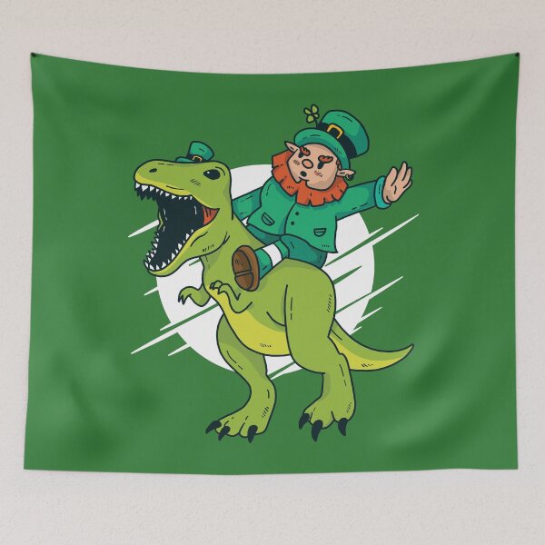 Item preview, Leprechaun Riding T-Rex | Leprechaun Riding Dinosaur designed and sold by SLAG-Creative.