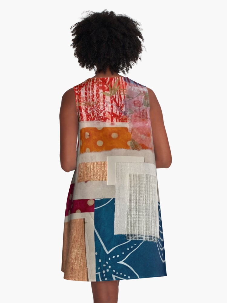 Thumbnail 3 of 4, A-Line Dress, Paper Collage Pattern2 designed and sold by angran.