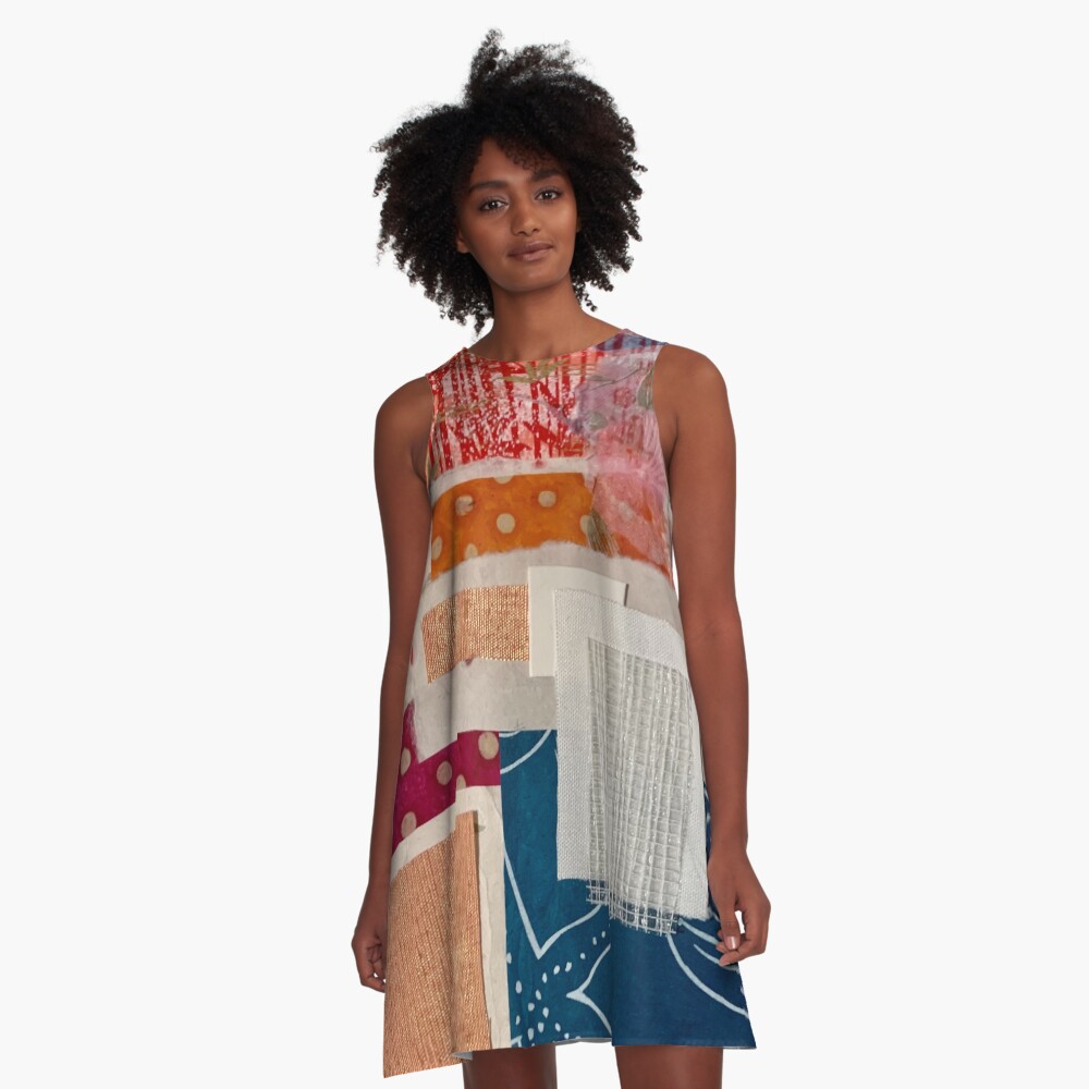 Paper Collage Pattern2 A-Line Dress
